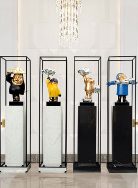样板房大堂玄关落地艺术大型雕塑摆台装饰样板间售楼处大理石摆件