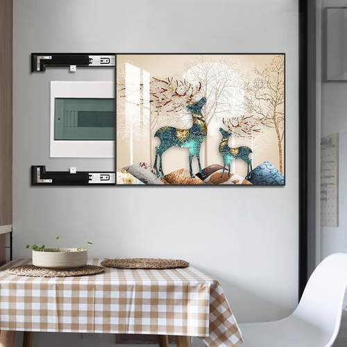 北欧轻奢电表箱装饰画现代简约靠墙配电箱挂画免打孔开关电闸箱画 - 图1