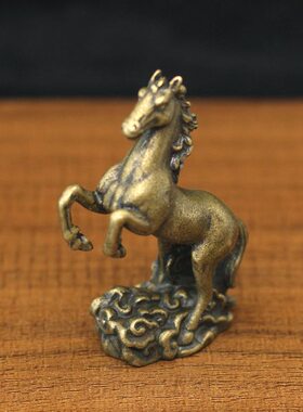 马到成功12生肖马仿古纯铜实心铜铸微雕小摆件立马迷你桌面工艺品