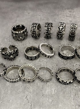 潮酷永恒对戒十字架戒指复古男女尾戒嘻哈原创痞帅高X级感轻奢指