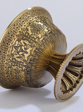 纯铜水杯水大供水杯七供雕花碗水八供敬高脚碗碗供水八吉祥供