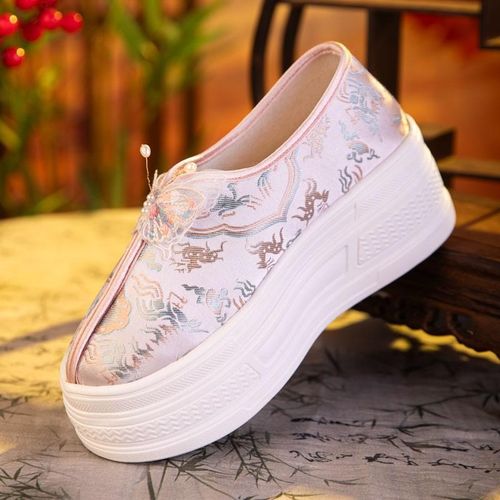 新中式鞋子春夏2025新款增高国风配旗袍绣花鞋民族风古装汉服鞋女 - 图2