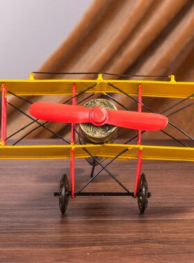 怀旧铁艺飞机模型复古摆件摄影道具铁皮橱窗老式做旧欧式 陈列
