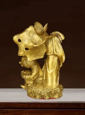 全铜和合二圣摆件家居客厅装饰卧室工艺品新居结婚礼品中式送礼