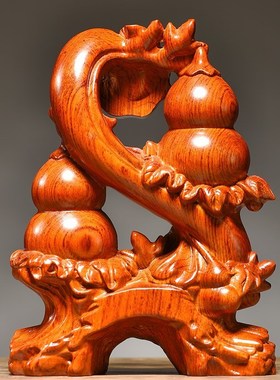 花梨实木雕刻葫芦摆件实木质家居客厅红木办公室送礼品工艺装饰品