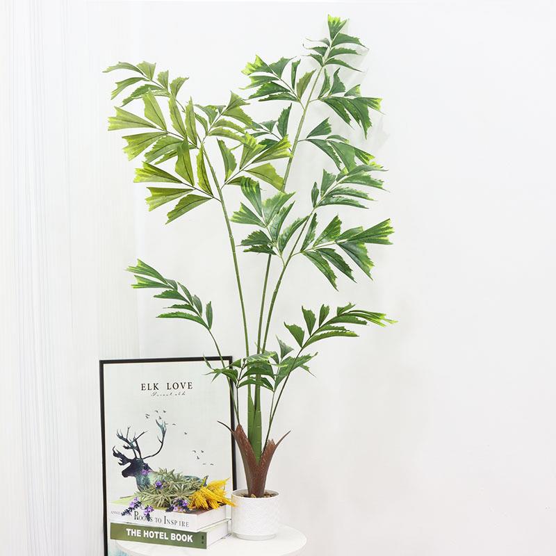 网红露营风仿真绿植鱼尾葵盆栽室内假植物摆件落地装饰散尾葵盆景 - 图1