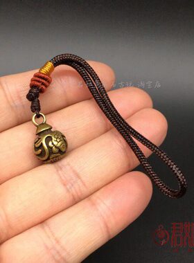 配饰挂坠鲤鱼年年有余小鱼迷你仿古球小小铜实心铜做旧黄铜