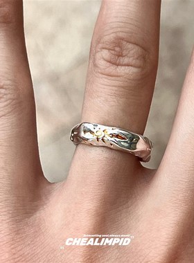 CHEALIMPID/.复古太阳神不规则开口戒指轻奢Q高级感潮嘻哈男女指