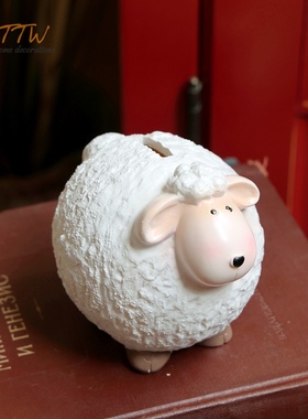 花园杂货可爱绵羊咩n咩儿童房桌面装饰礼物摆件树脂工艺品家居饰