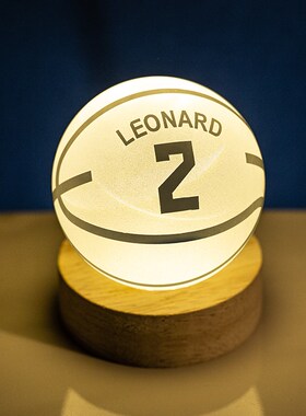 科比篮球水晶球生日礼物送男生球迷发光实用创意男Y孩礼品小夜灯