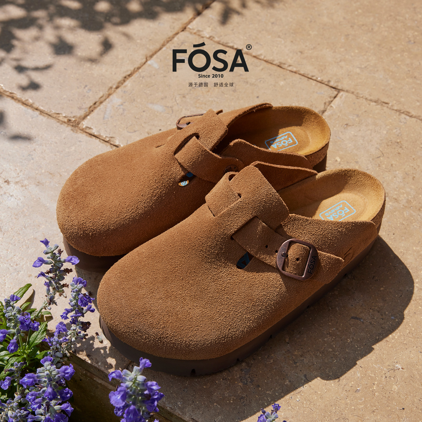 【张元英同款】FOSA勃肯鞋女款软木鞋牛皮真皮吐司增高厚底半拖鞋,淘宝优惠券,粉丝福利购,淘宝优惠卷