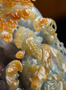 孤品【翡翠.财神到】中式桌面精美玉雕摆件高档文玩礼物 一物一证