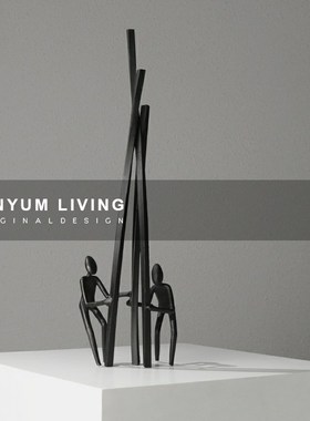 简约现代轻奢样板房间软装v饰品家居金属创意玄关柜人物造型摆件