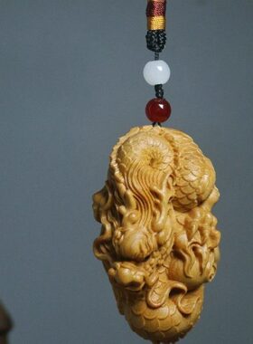 实木雕刻太行柏木雕男士生肖神龙文玩手把件盘玩物件随身生日礼物