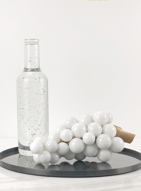 欧式轻奢现代简约极简金属圆形y托盘摆件样板房售楼处软装饰品摆