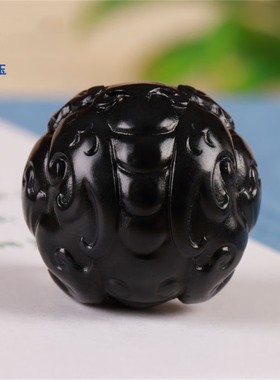 杰嘉宝玉原创和田玉貔貅圆珠DIY玉坠兽球黑玉锁骨链文玩配珠男女