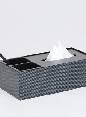 木质钢琴b烤漆深蓝色多功能纸巾盒托盘摆件样板房卧室高级感摆设