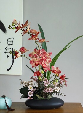 桌面插花高级装饰盆栽仿真仿真花摆件蝴蝶兰盆景花艺花艺手感鲜花