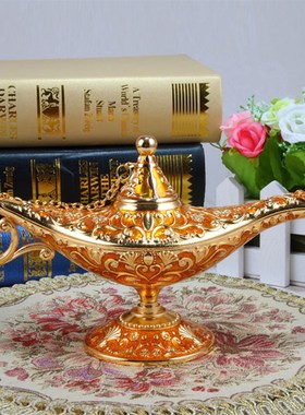 欧式家居饰品摆件合金阿拉丁神灯客厅书房K静物桌面摆件生日小礼