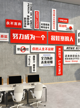 网红楼梯贴办公司室进门Logo墙贴面装饰画企业文化氛围布置标语