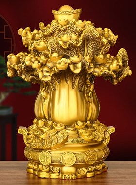 纯铜摇钱树发财树金钱元宝树办公室摆件桌面礼品大号存钱树开业树