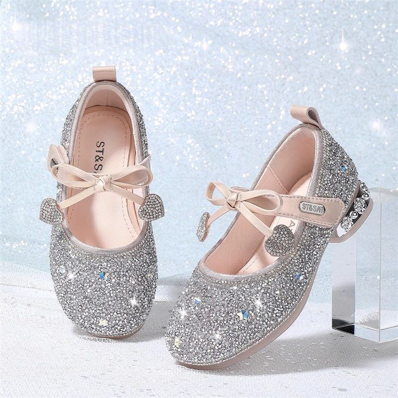 真皮女童公主鞋春秋新款小女孩高跟水晶鞋女宝宝演出软底舞蹈皮鞋,淘宝优惠券,粉丝福利购,淘宝优惠卷