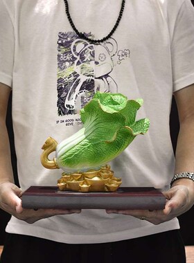 玉白菜招财店铺摆件客厅家居玄关办公室装饰轻奢高档乔迁开业礼物