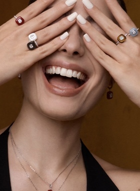 hefang925纯银何方半宝方糖戒指项链耳环女耳钉轻奢高级礼物