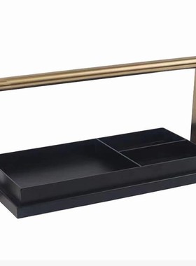 现代新中式金属提篮托盘铁艺玄关摆件样板房间客厅茶几提盒装饰品