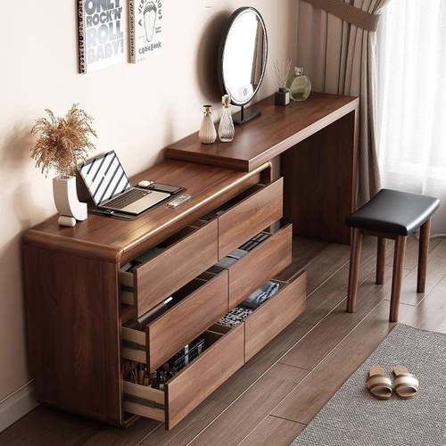 储物柜尾办卧室床一体客厅收纳新中式百思宜斗柜实木梳妆台化妆桌 - 图1