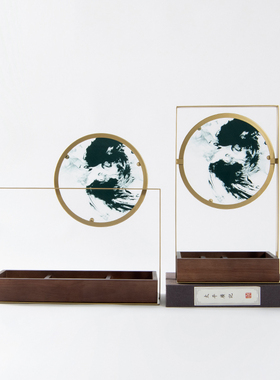 现代新中式轻奢太湖石客厅电视柜玄C关柜摆件楼梯间玄关艺术装饰