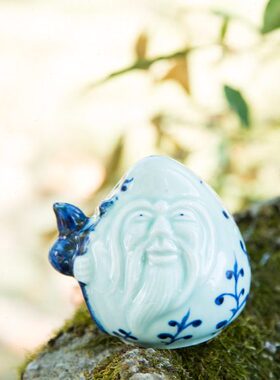 仿古瓷器 复古民国风格 青花寿星水滴 文房用品 古董古玩摆件