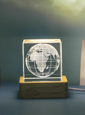 创意云朵太阳系方体水晶小v摆件办公室书房桌面装饰品送人生日礼