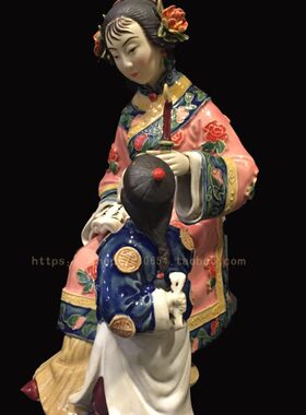陶瓷石湾公仔人物中国风仕女可爱客厅家居简约创意摆件