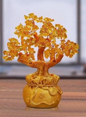 摇钱发财树招财摆件家居客厅酒柜电视柜装饰品轻奢高档办公室桌面