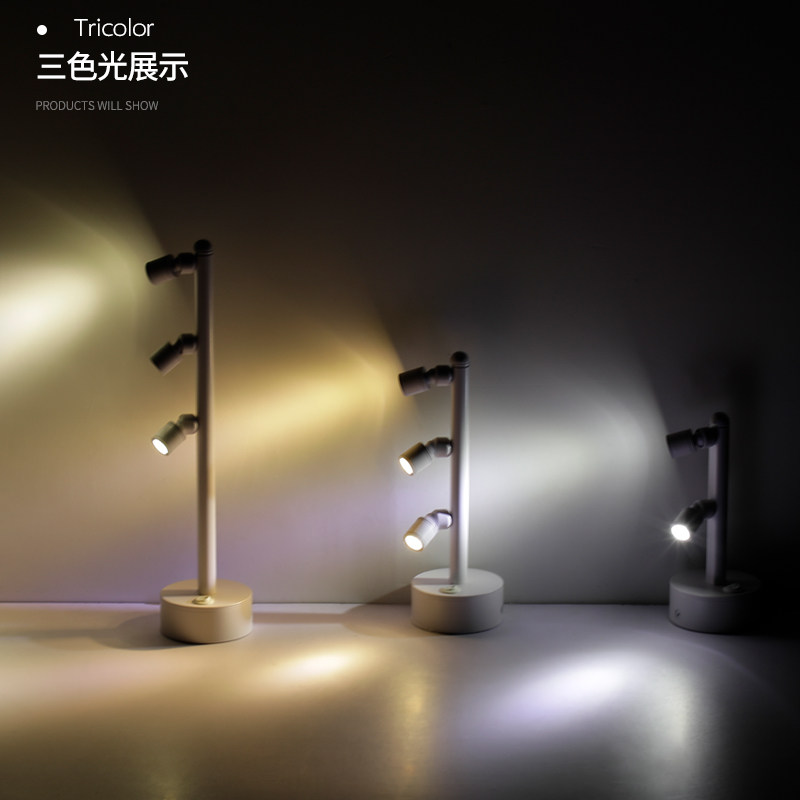 可充电led白色灯体珠宝柜台多头2W3W4W5W立杆无线射灯展会电池灯,淘宝优惠券,粉丝福利购,淘宝优惠卷