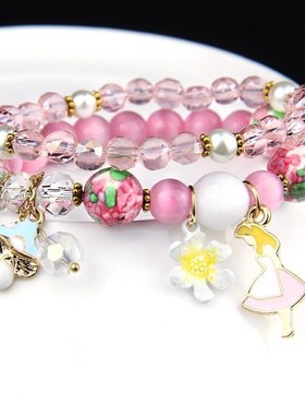 紫水晶公主风大童水晶手链手环手镯多层手串幸运彩色闺蜜星座生日