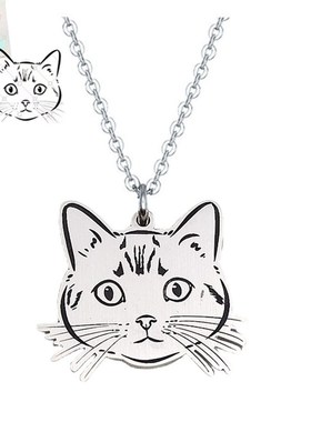 999纯银项链宠物纪念品雕刻照片定制做狗猫吊坠牌人相饰图案礼物