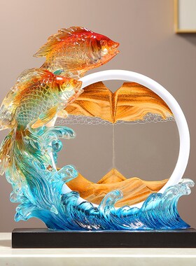 新中式创意家居装饰摆件沙漏流沙画办公室客厅玄关招财工艺品乔迁