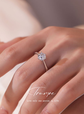 求婚戒指莫桑石钻戒一克拉戒指女情侣对戒纯银结婚婚戒礼物送女友