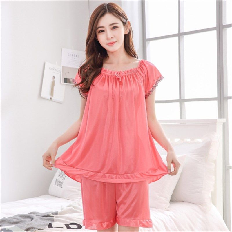 睡衣女夏短袖冰丝绸加肥加大码宽松孕妇两件套装雪纺家居服200斤,淘宝优惠券,粉丝福利购,淘宝优惠卷