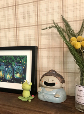 可爱菩萨佛像创意汽车摆件桌面客厅家居装饰禅意礼物陶瓷乔迁新居