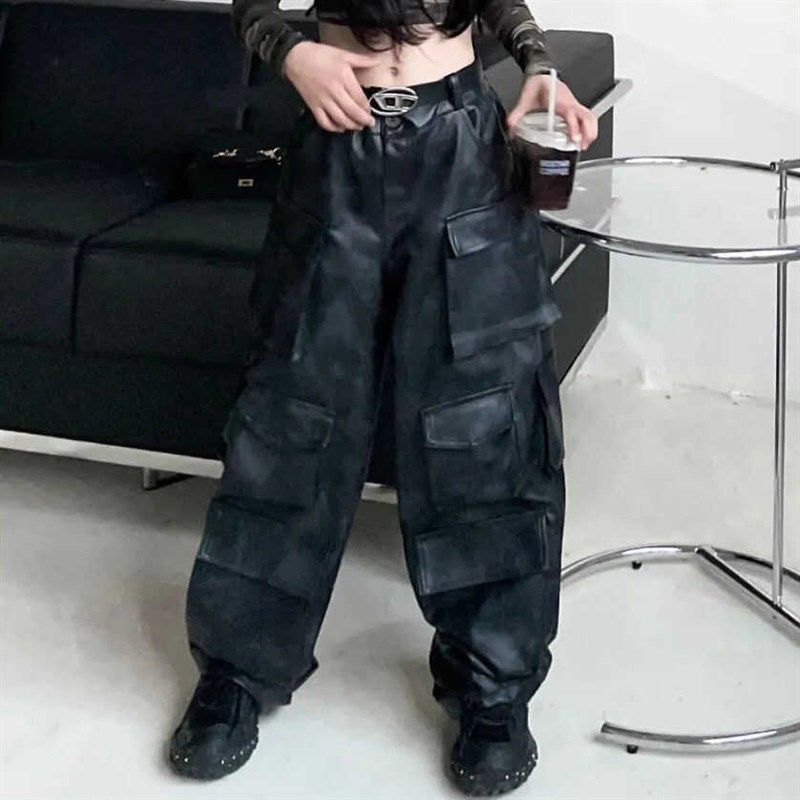 2024秋冬新款童装甜酷女童美拉德帅气工装皮裤美式休闲长裤子潮,淘宝优惠券,粉丝福利购,淘宝优惠卷