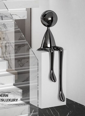 现代简约人物坐姿大摆件艺术雕塑样板房玄关过道大堂楼梯转角装饰