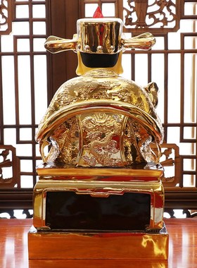 鎏金财神爷佛像招财文财神纯铜家用店铺供奉财神爷像摆件开运镇宅
