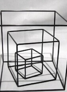 铁丝几何立方体i正方体形 简约软装装饰品摆件中式方形框架铁艺