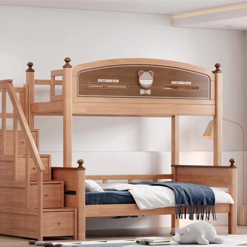 双层床上下床高低床大人多功能小户型儿童上下铺子母床全实木橡木,淘宝优惠券,粉丝福利购,淘宝优惠卷