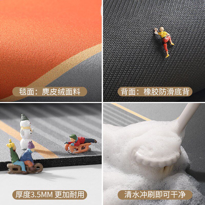 Kitchen non-slip and oil-proof floor mats wipeable and wash-free special carpet 202I4 new waterproof foot mats L-shaped absorbent mats