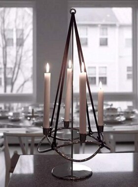 丹麦georg jensen乔治杰生不锈钢镀金亮银烛台烛光晚餐餐厅摆件