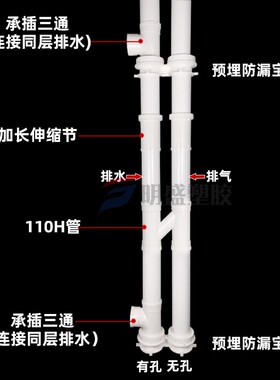 PVC 同层排水管件110承插螺旋三通 平面立体四通 110内插配件三通